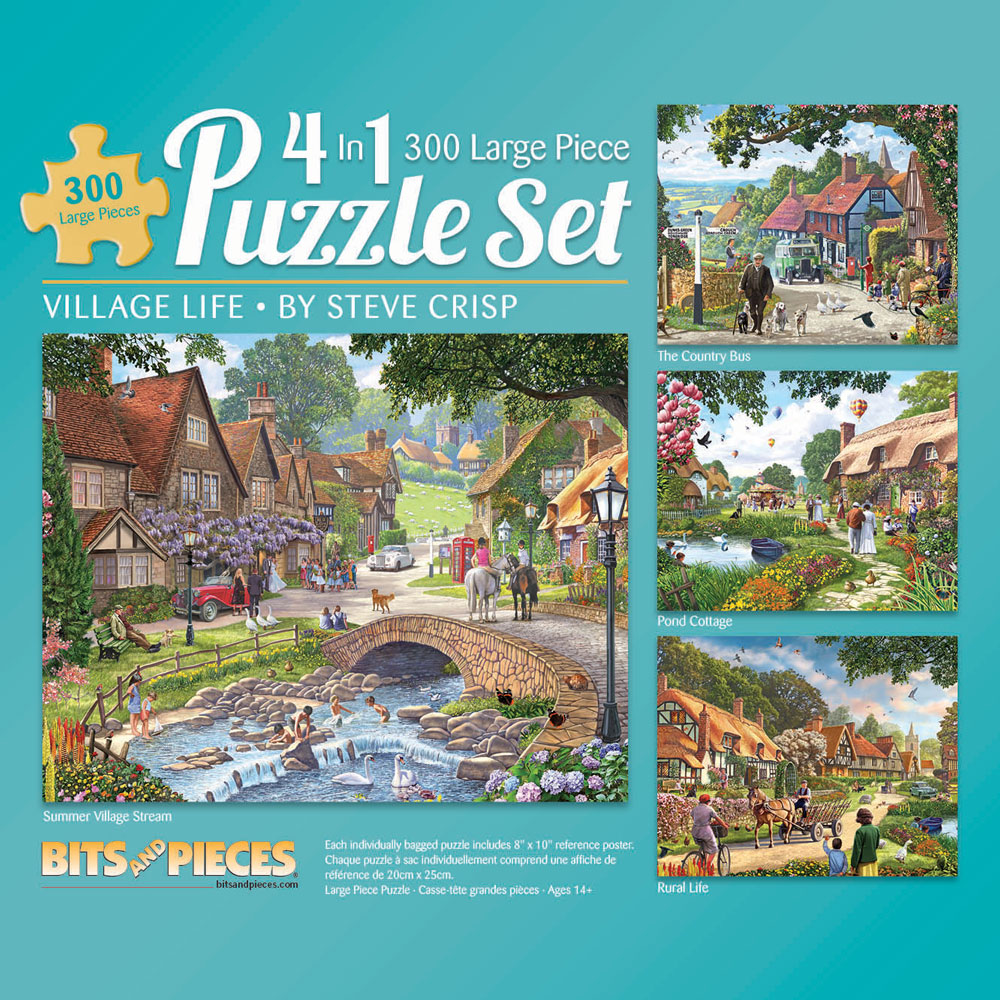 Village Life 4-in-1 Multi-Pack 300 Large Piece Puzzle Set