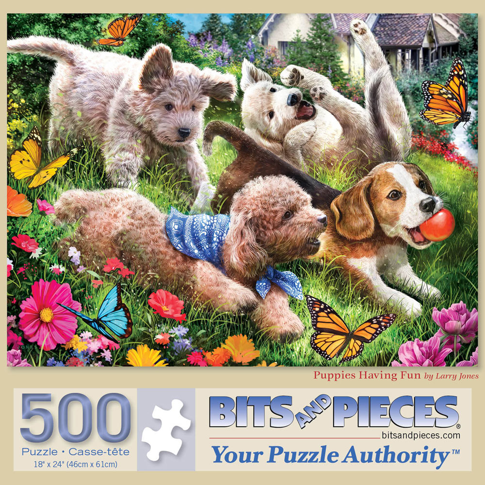 Puppies Having Fun 500 Piece Jigsaw Puzzle