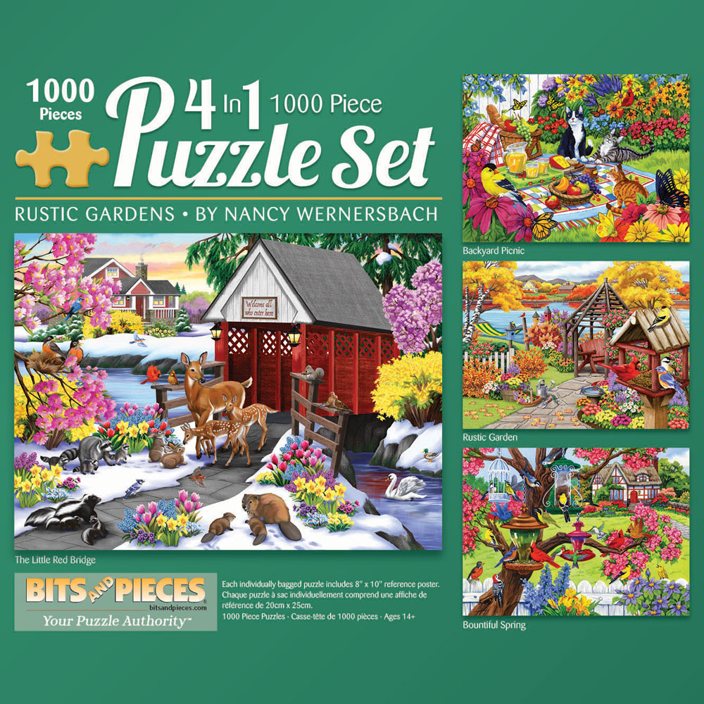 Rustic Gardens 1000 Piece 4-in-1 Multi-Pack Puzzle Sets