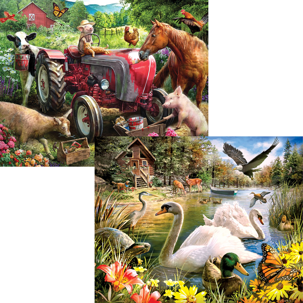 Country Fun 4-in-1 Multi-Pack 300 Large Piece Puzzle Set