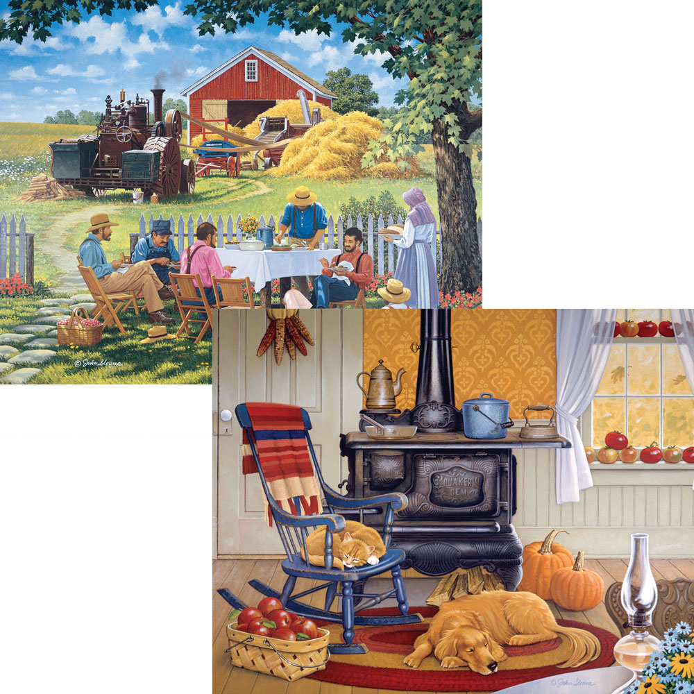 Simpler Times 4-in-1 300 Large Piece John Sloane Jigsaw Puzzle Set