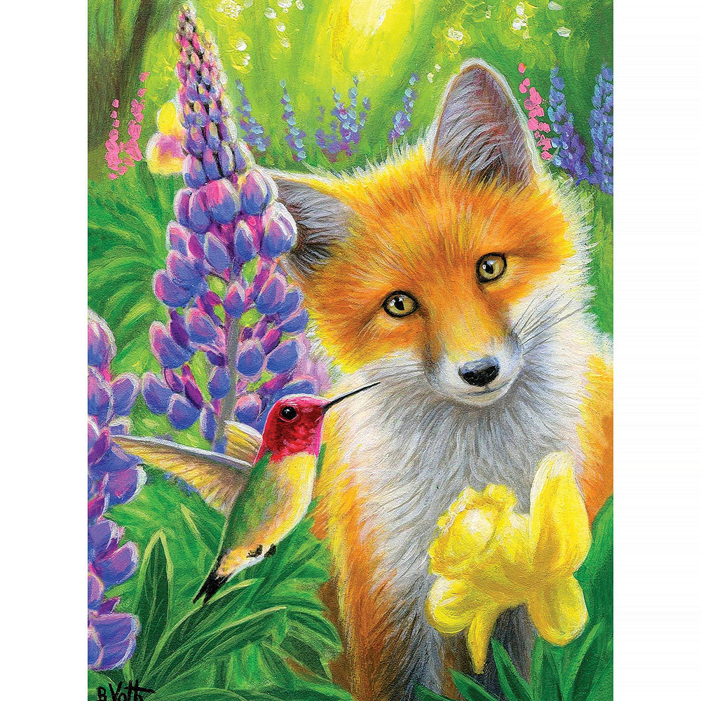 Little Bird In the Lupines 300 Large Piece Jigsaw Puzzle