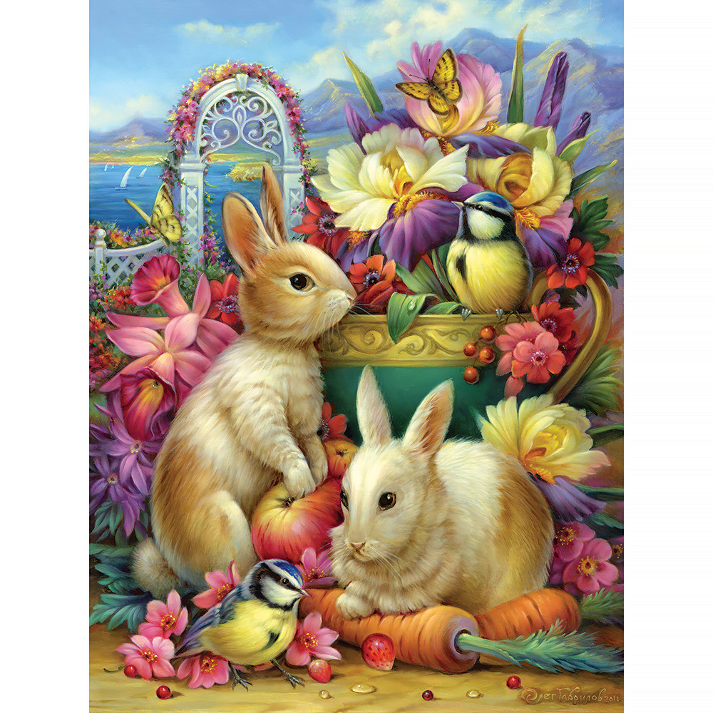Rabbits In the Garden 300 Large Piece Jigsaw Puzzle