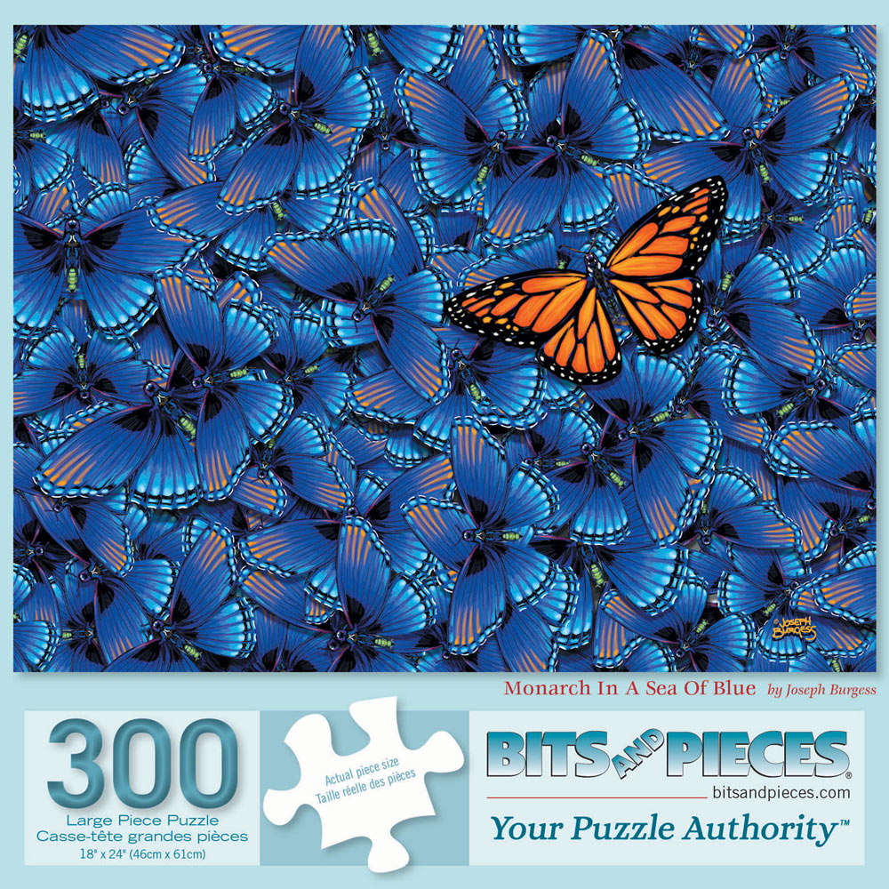 Monarch In A Sea Of Blue 300 Large Piece Jigsaw Puzzle