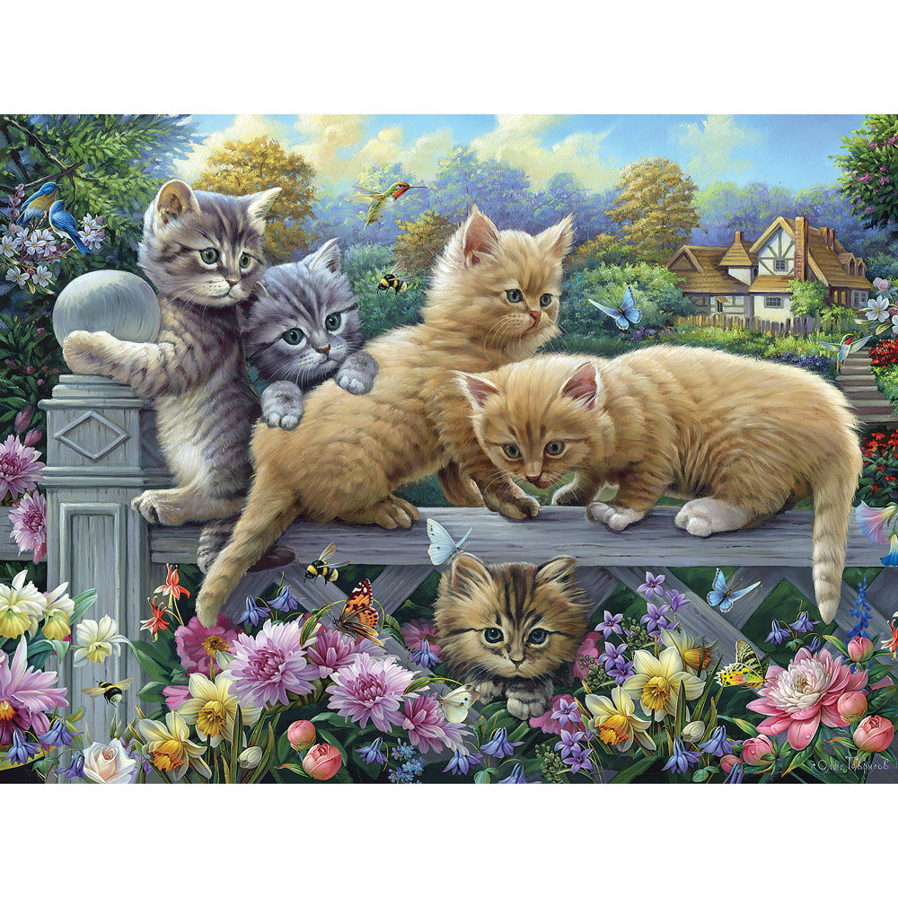Kittens On A Fence 300 Large Piece Jigsaw Puzzle