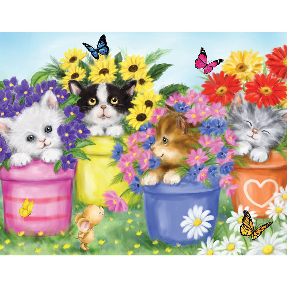 Cats In Flower Pots 100 Large Piece Jigsaw Puzzle