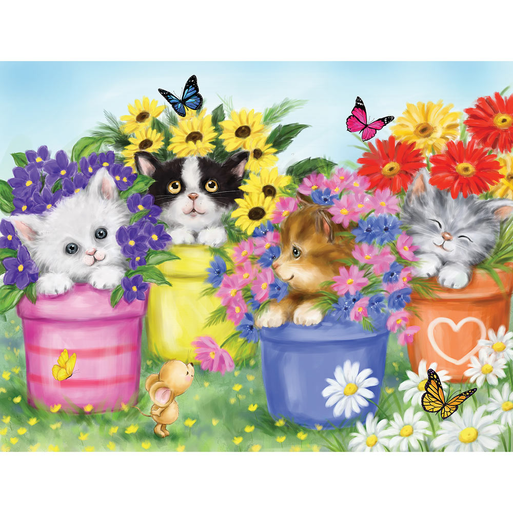 Cats In Flower Pots 200 Large Piece Jigsaw Puzzle