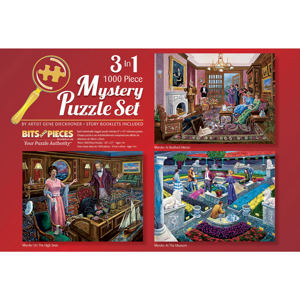 Murder Mystery 3-in-1 Multi-Pack 1000 Piece Puzzle Set | Bits And