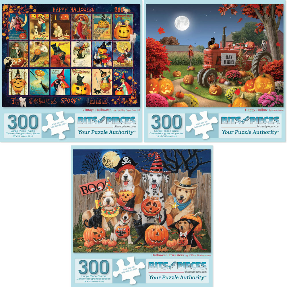 Set of 3: Halloween 300 Large Piece Jigsaw Puzzles