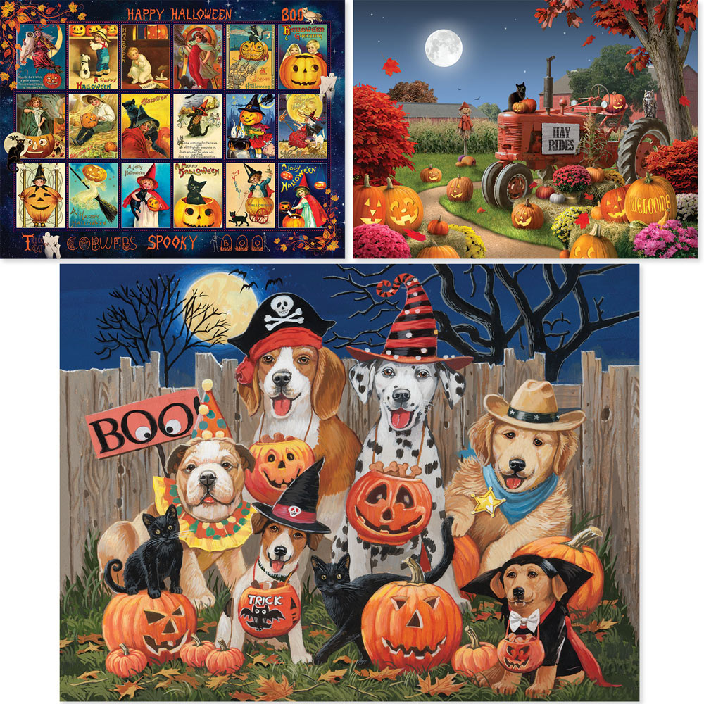 Preboxed Set of 3: Halloween 500 Piece Jigsaw Puzzles