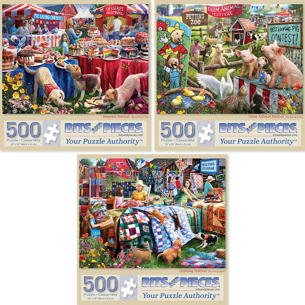 Set of 3: Larry Jones 500 Piece Jigsaw Puzzles