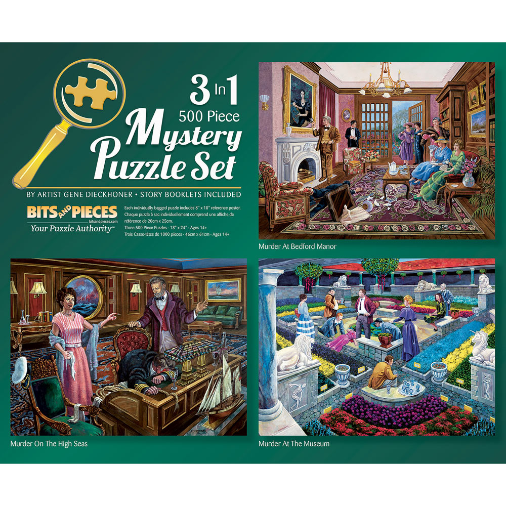 Murder Mystery 3-in-1 Multi-Pack 500 Piece Puzzle Set