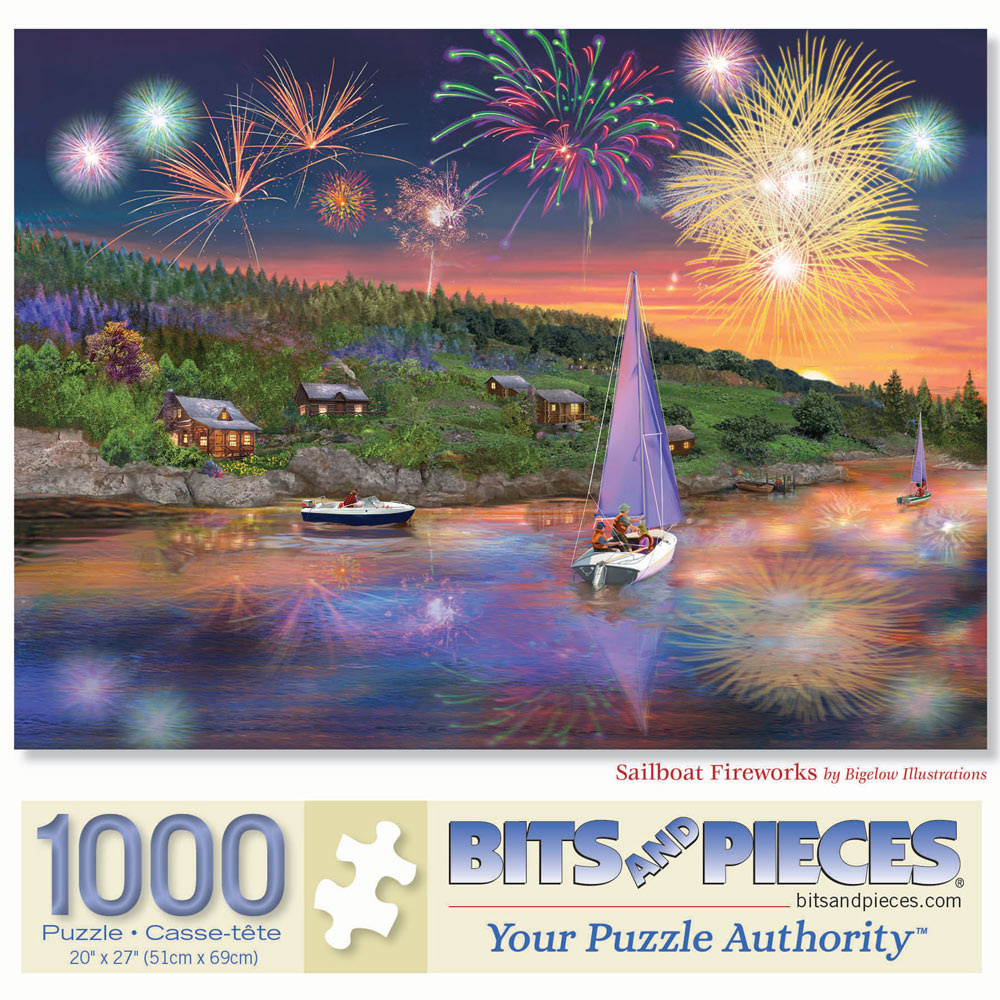 Sailboat Fireworks 1000 Piece Jigsaw Puzzle