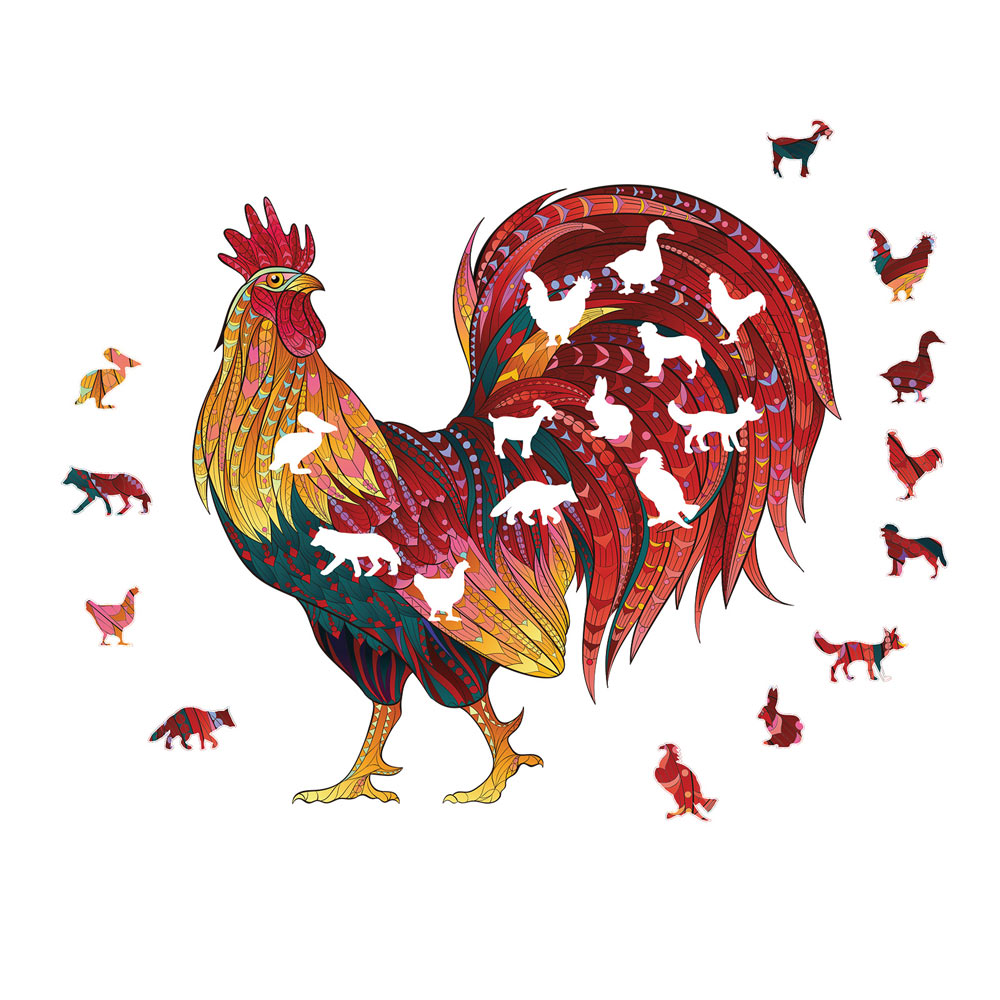 Wooden Rooster Shaped Puzzle