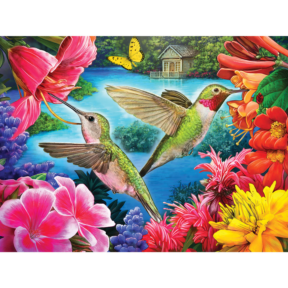 Hummingbirds Feasting by the Lake 500 Piece Jigsaw Puzzle
