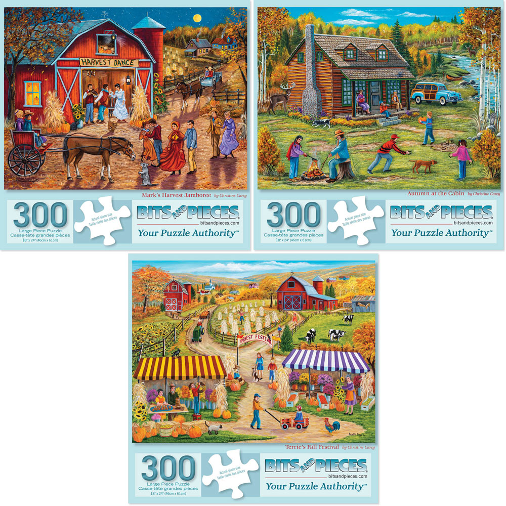 Preboxed Set of 3: Christine Carey 300 Large Piece Jigsaw Puzzles