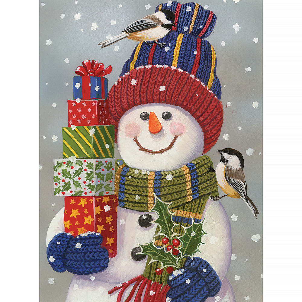Snowman With Present 500 Piece Jigsaw Puzzle
