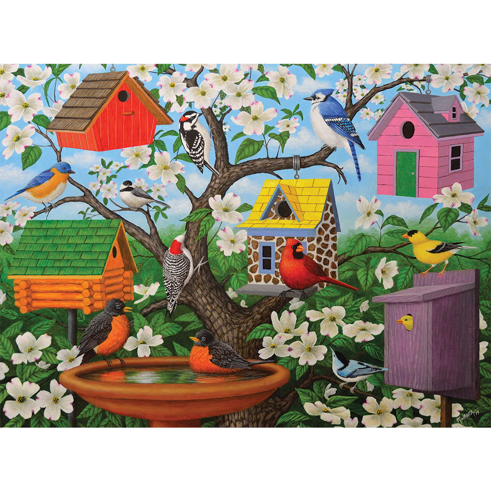 Colorful Bird House Birdhouses Puzzle New In Box 300 Pieces 