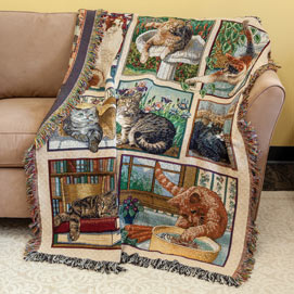 Kitty Corner Tapestry Throw Blanket