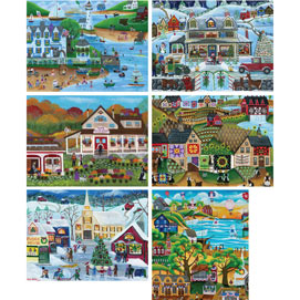 Set of 6: Cheryl Bartley 300 Large Piece Jigsaw Puzzles
