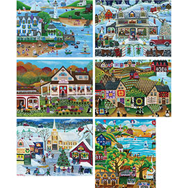 Set of 6: Cheryl Bartley 1000 Large Piece Jigsaw Puzzles