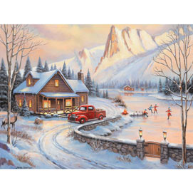 Skating In The Rockies 500 Piece Jigsaw Puzzle