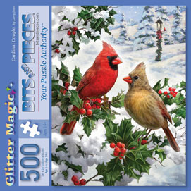 Cardinal Couple 500 Piece Glitter Puzzle