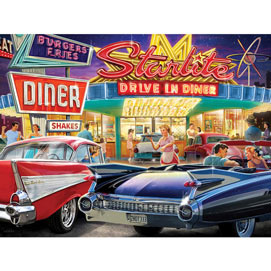 50s Starlite Diner 300 Large Piece Jigsaw Puzzle