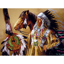 Bits and Pieces-300 Large Piece Puzzle-The Last Chief-by Artist Russ Docken