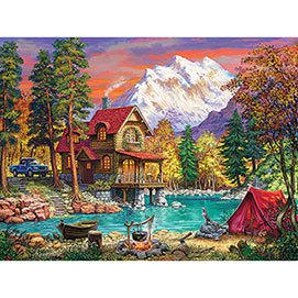 House In the Forest Sunset 500 Piece Jigsaw Puzzle