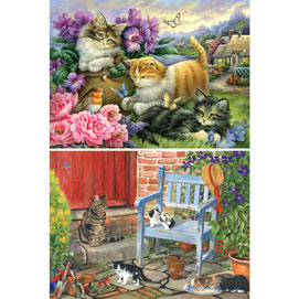 Set of 2: Adorable Cat 300 Large Piece Jigsaw Puzzles