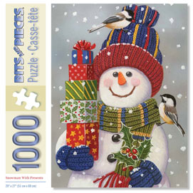 Snowman with Presents 1000 Piece Jigsaw Puzzle