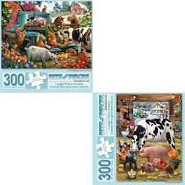 Set of 2: Farm 300 Large Piece Jigsaw Puzzles