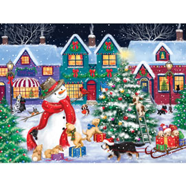 Snowman and Dogs Christmas Street 300 Large Piece Jigsaw Puzzle