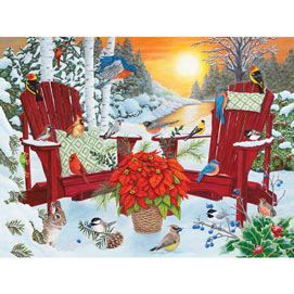 Winter Adirondack Chairs 300 Large Piece Jigsaw Puzzle