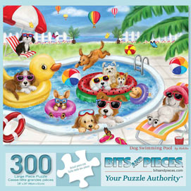 Dog Swimming Pool 300 Large Piece Jigsaw Puzzle