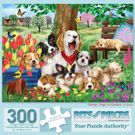 Sleepy Dogs In Garden 300 Large Piece Jigsaw Puzzle