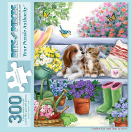 Garden Cat and Dog 300 Large Piece Jigsaw Puzzle