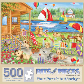 Dogs At Riverside 500 Piece Jigsaw Puzzle