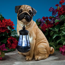 Fawn Pug Solar LED Dog Breed Garden Lantern