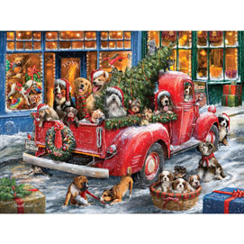 Christmas Dogs 300 Large Piece Glow-In-The-Dark Jigsaw Puzzle