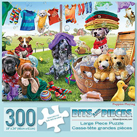 Puppies Playing 300 Large Piece Jigsaw Puzzle