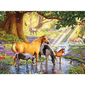 Horses by the Stream 500 Piece Jigsaw Puzzle