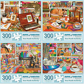 Set of 4: Tracy Hall 300 Large Piece Jigsaw Puzzles