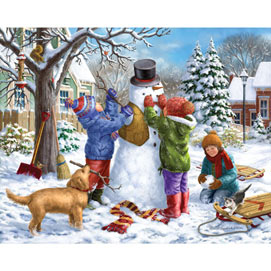 Building a Snowman on a Snowday 300 Large Piece Jigsaw Puzzle