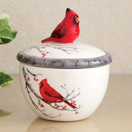 Ceramic Cardinal Trinket Box