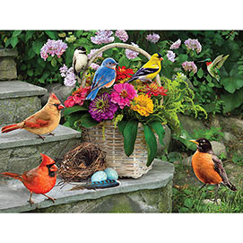 Birds On The Porch Steps 300 Large Piece Jigsaw Puzzle