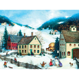 Winter Fun In Village 1000 Piece Jigsaw Puzzle