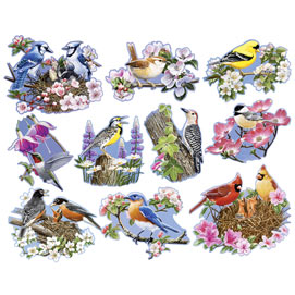 Birds & Blossoms 300 Large Piece Shaped Mini Jigsaw Puzzles