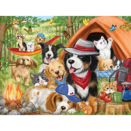 Camping Dogs And Cats 500 Piece Jigsaw Puzzle